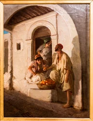 Orange købmand i en orientalsk gyde
