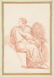 Josiah med Jekonja i armene, Kristi forfædre fra loftet i Det Sixtinske Kapel af Michelangelo