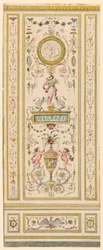 Tegning, ornamentalt panel, 1775-1800