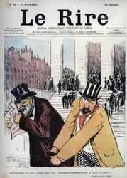 Den uforlignelige, den sande, den eneste guldmine, den evige gogogofontæne, jeg giver et testamente - tegning af Jean Veber (1868-1928) Le rire du 13. april 1895