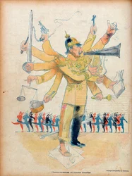 William II (1859-1941) (Kaiser Wilhelm II, tysk kejser og konge af Preussen) - mandeorkestret for den europæiske koncert - karikatur i "" Le Rire"" af 26. november 1898 - karikatur af Jean Veber (1864-1928) - nummer tilegnet Vilhelm II (1859-1941) a