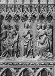 Katedral, interiør, korskærm, Jesus Kristus, der viser sig for apostlene og disciplene i Galilæa, ca. 1340-51 (polykrom sten)
