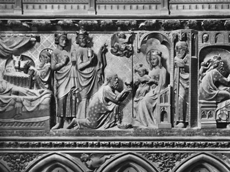 Katedral, interiør, korskærm, Fødsel, Tilbedelse af Magi, ca. 1340-51 (polykrom sten)