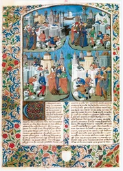 Chronique de la Bouquechardiere, verdenshistorie skrevet af Jean de Courcy, seigneur de Bourg-Achard (pergament)