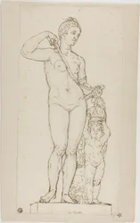 Skulptur af Venus og Amor med Mars
