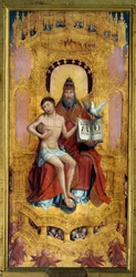 Anchin polyptisk: "" Triniten""" Central del. Maleri på træ af Jean Bellegambe (1470-1535) 162x75 cm