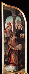 Venstre panel af Bebudelsens Triptykon (Bebudelsen). Maleri på træ af Jean Bellegambe den ældre (1470-1534) Mål 103 x 33 cm Sankt Petersborg, Eremitagemuseet