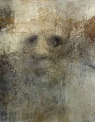 Forvitret, abstrakt ansigt