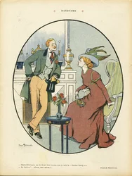 Illustration af Jehan Testevuide (1873-1924) i Le Rire, 09/05/08 - Dandyisme - Mode, interiørarkitektur - Dandy