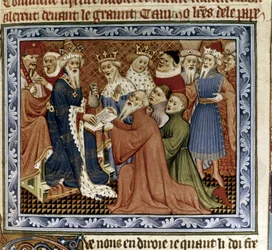 Marco Polo ankommer til Kublai Khans hof, ca. 1338-1410 (miniature)
