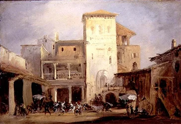 Lord Don Pedros hus i Alcala de Henares (olie på kobber)