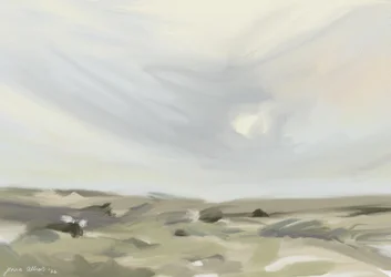 Landskab med rolig himmel