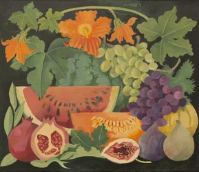 Blandet frugt og melonblomster