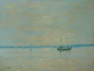 Southampton Water Sunset (olie på lærred)