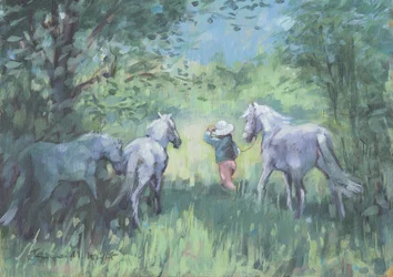 Sommerponyer (olie på lærred)