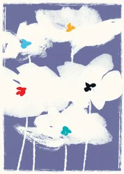 Hvide blomster (blandet medier)