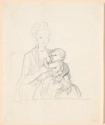 Udkast til portrættet af grevinde Sophie Magdalene Raben, født von Qualen med sin ældste søn, født 1784