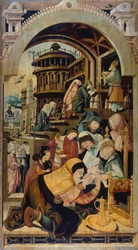 Jeesuksen ympärileikkaus, maalaus Jorg Ratgeb (n. 1480-1526), öljy paneelille