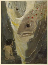 Åh, gør mig ikke ondt! råbte Tom. Jeg vil kun se på dig; du er så smuk, fra The Water Babies af Charles Kingsley, pub. 1916 (farve litho)
