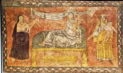 Elias genopliver enkebarnet (tempera på gips)