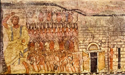 Exodus og krydset af Det Røde Hav (tempera på gips)