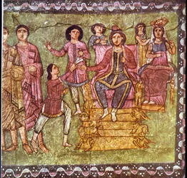Mordechai og Esther (tempera på gips)