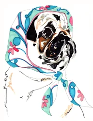Pug In Pucci, 2012 (pen og blæk på papir)