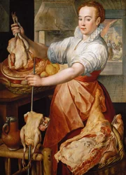 Tidlig nederlandsk kunst: Kokken (Kristus i Marthas og Marias hus) af Beuckelaer (Bueckelaer), Joachim (ca. 1533-1574)