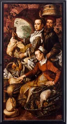 Markedshandlere, der sælger fjerkræ og æg - Maleri af Joachim Beuckelaer (1533-1574) 1564 Dim 203x103 cm Genes, Musei di Strada Nuova