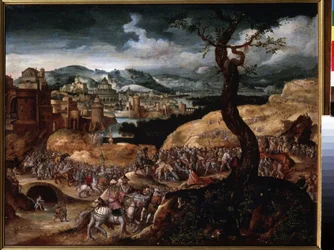 ""The Passion of Christ"" (The Passion of Christ) Opstigningen til Golgata. Maleri af Joachim Patinier (eller Patiner eller Patinir) (ca. 1480-1524) Pushkin Museum fra det 16. århundrede, Moskva