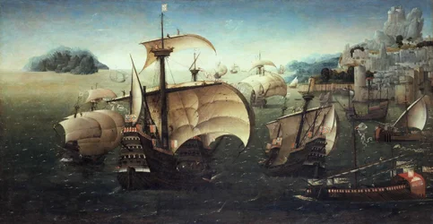 Portugisiske Carracks ud for en Rocky Coast, ca. 1540