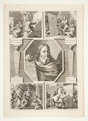 Portræt af Apelles og fire scener fra Apelles liv