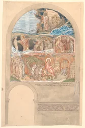 Ikke anvendt tidligt udkast til Viborg Domkirkes nordre korsarms vestre væg