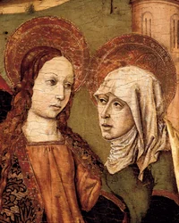 Altertavle af visitationen, Jomfruen møder Elizabeth, detalje, ca. 1488-1516 (tempera på træ)