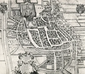 Kort over Racconigi, gravering af Joan Blaeu (1596-1673), Italien