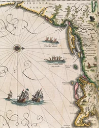 Kort over Virginias kyst, fra Theatrum Orbis Terrarum af Joan Blaeu