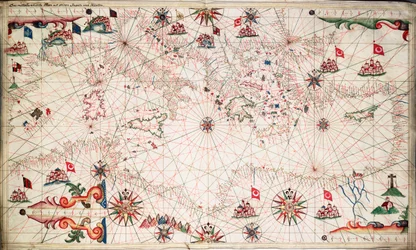 Kort over Middelhavet, ca. 1640 (pergament)