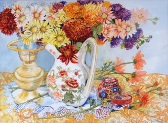 Chrysanthemums in a Chinese Jug, 2012,wc på papir