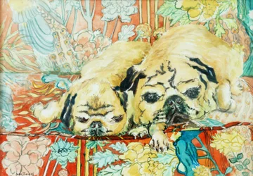 Mops på en kinesisk printsofa, 2000,