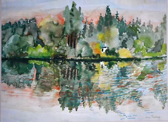 Søen ved solnedgang, Bremes les Ardres, 2000,