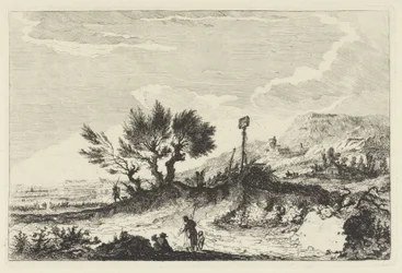 Bjerglandskab med vandrere