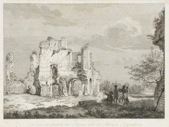 Selskab ved ruinerne af klosteret i Rijnsburg De fleste af ruinerne af Abtdy ved Rhynsburg (titel på objektet)