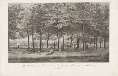 Udsigt over Baan i Haarlem Baan uden for Groot Houtpoort i Haarlem i 1809 (titel på objekt)