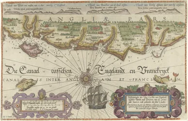 Kort over den engelske kyst mellem Isle of Wight og Dover Beskrivelsehe der zee Custen van Englandt tuschen Wicht ende Doueren (...) (titel på objekt)
