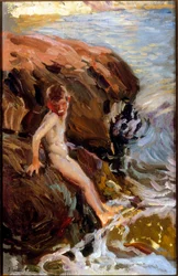 Dreng på klippen Jarea . Peinture de Joaquin Sorolla y Bastida,(1863-1923) Huile sur toile; Collection privee.