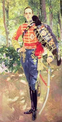 Portræt af kong Alfonso XIII (1886-1941) iført husarernes uniform