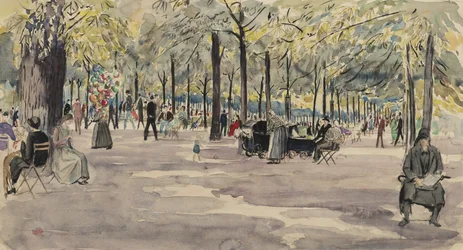 The Tuileries Gardens, Paris, ca. 1925 (blæk & wc på papir)