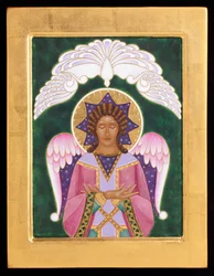 Angel of Silence, 2015 (æggetempera og 24k guld på træ)
