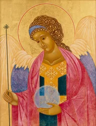 Ærkeenglen Michael, 2003 (æggetempera og 24k guld på træ)