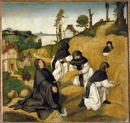 Cisterciensermunke høster (tempera på træ)